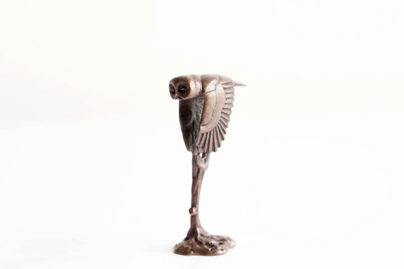 A picture of 'Miniature Bronze Owl with Wings Down'