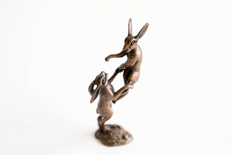 A picture of 'Miniature Bronze Boxing Hares'