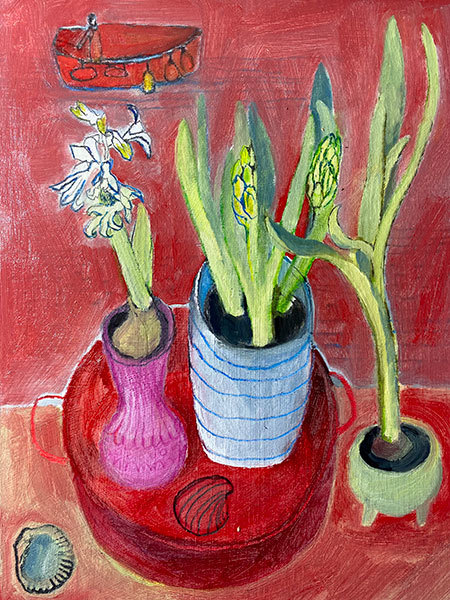 A picture of 'Hyacinths on a Red Tray'