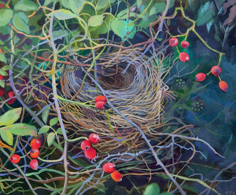 A picture of 'Bird's Nest in the Rosehips'