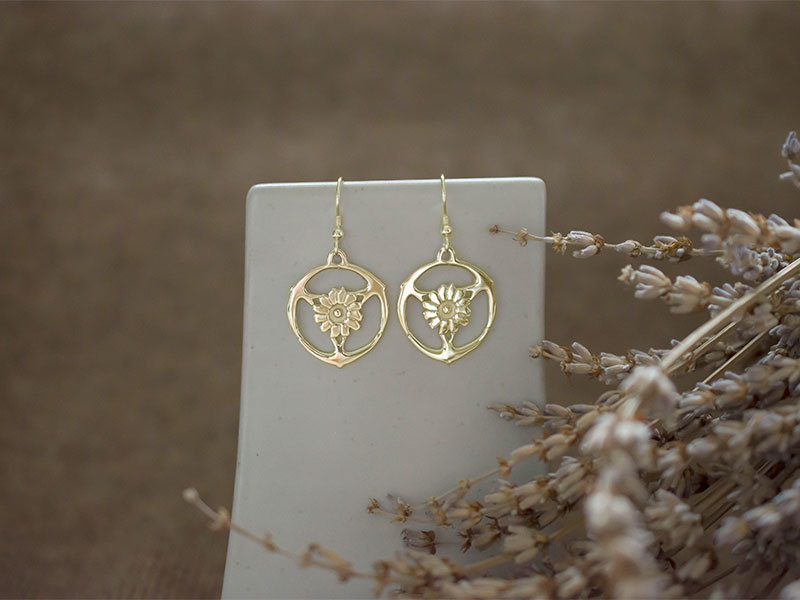 A picture of '9ct Gold Gorsedd of Birds Earrings'