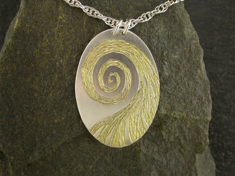 A picture of 'Gold Plated Silver Afon Aeron Pendant'