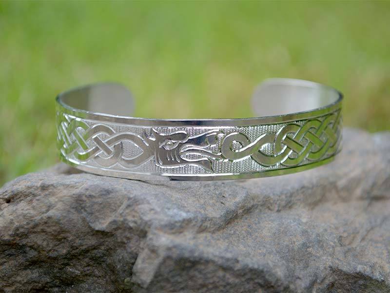 A picture of 'Silver Merlin's Dragons Bangle'