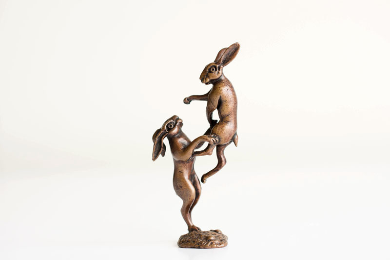 A picture of 'Miniature Bronze Boxing Hares''