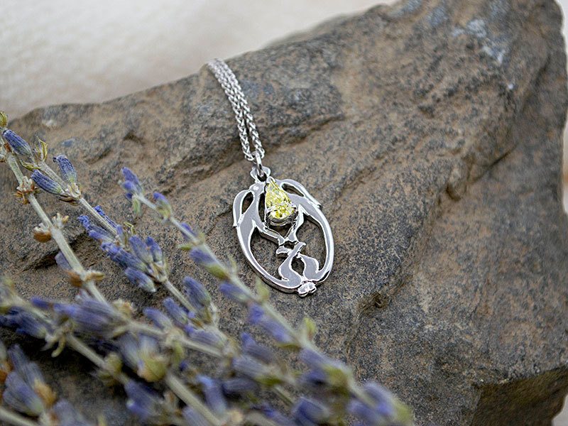 A picture of '18ct White Gold Melangell's Little Hares Pendant''