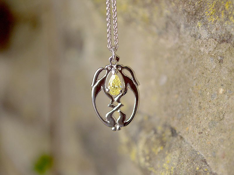 A picture of '18ct White Gold Melangell's Little Hares Pendant''
