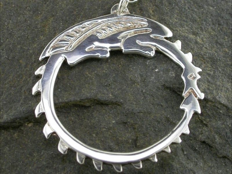 Silver Circle Dragon Pendant