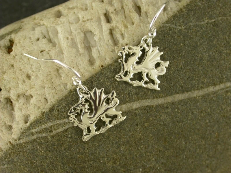 Silver Welsh Dragon Earrings