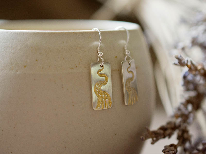 A picture of 'Silver and Gold Afon Teifi Earrings''