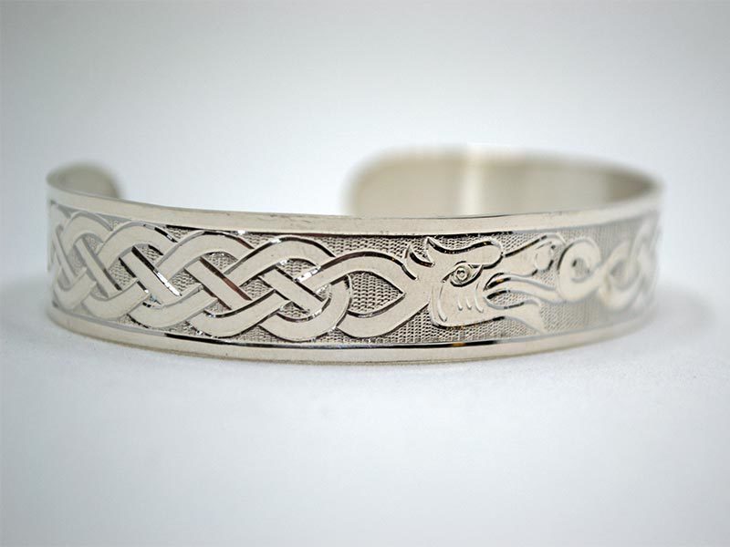 A picture of 'Silver Merlin's Dragons Bangle''